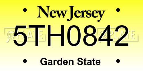 5TH0842 New Jersey License Plate