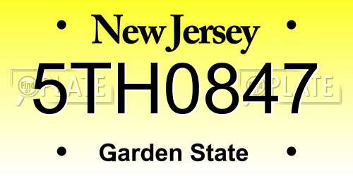 5TH0847 New Jersey License Plate