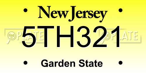 5TH321 New Jersey License Plate