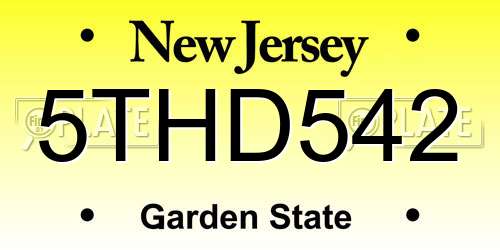 5THD542 New Jersey License Plate
