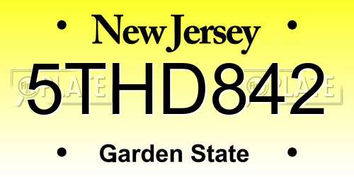 5THD842 New Jersey License Plate
