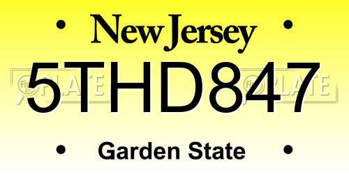5THD847 New Jersey License Plate