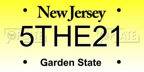 5THE21 New Jersey License Plate