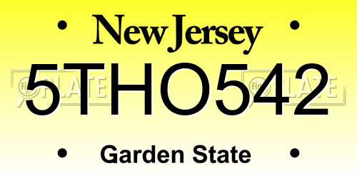 5THO542 New Jersey License Plate