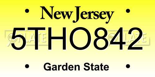 5THO842 New Jersey License Plate