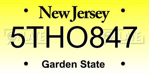 5THO847 New Jersey License Plate
