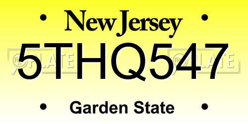 5THQ547 New Jersey License Plate