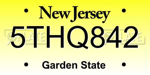 5THQ842 New Jersey License Plate