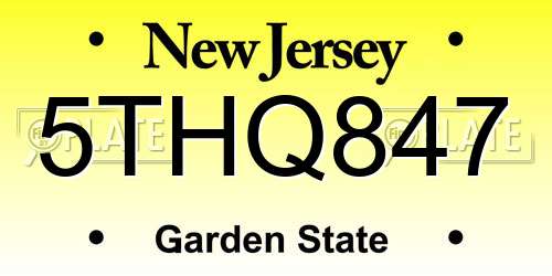 5THQ847 New Jersey License Plate