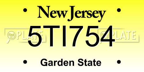5TI754 New Jersey License Plate