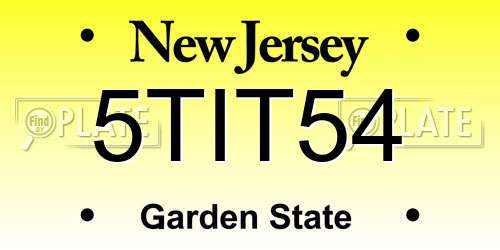5TIT54 New Jersey License Plate