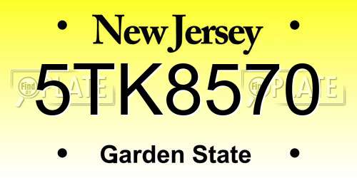 5TK8570 New Jersey License Plate
