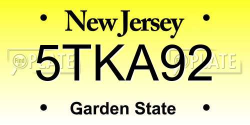 5TKA92 New Jersey License Plate