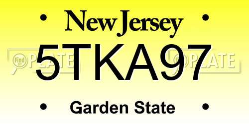 5TKA97 New Jersey License Plate