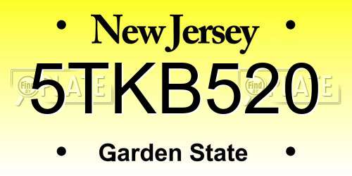 5TKB520 New Jersey License Plate