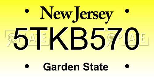 5TKB570 New Jersey License Plate