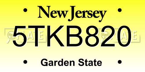 5TKB820 New Jersey License Plate