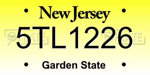 5TL1226 New Jersey License Plate