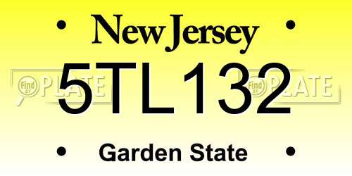 5TL132 New Jersey License Plate