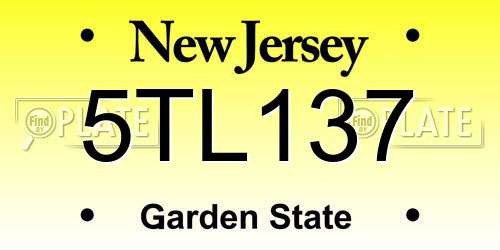 5TL137 New Jersey License Plate