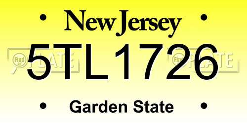 5TL1726 New Jersey License Plate