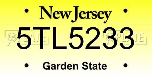 5TL5233 New Jersey License Plate