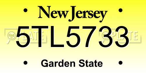 5TL5733 New Jersey License Plate