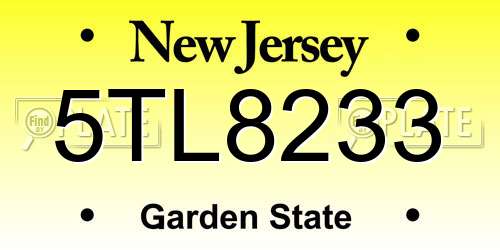 5TL8233 New Jersey License Plate