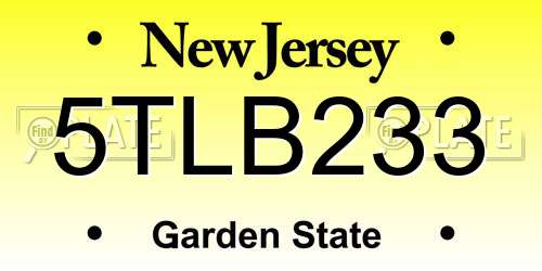 5TLB233 New Jersey License Plate
