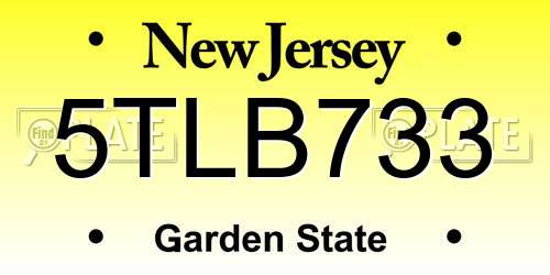 5TLB733 New Jersey License Plate