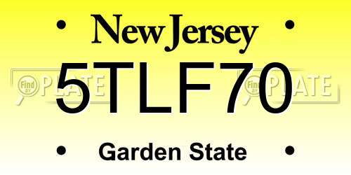 5TLF70 New Jersey License Plate
