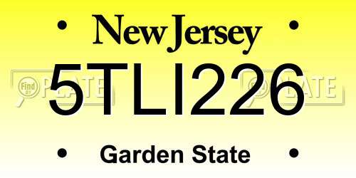 5TLI226 New Jersey License Plate