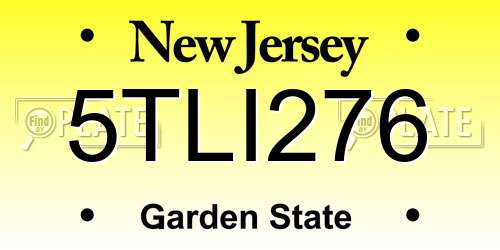 5TLI276 New Jersey License Plate