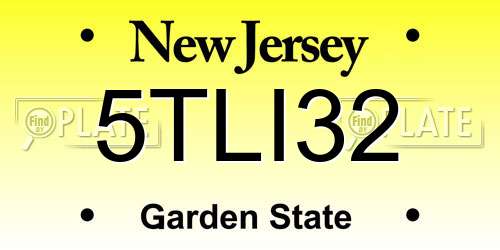 5TLI32 New Jersey License Plate