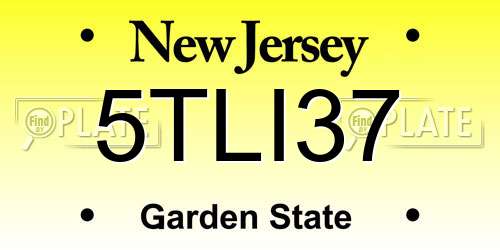 5TLI37 New Jersey License Plate