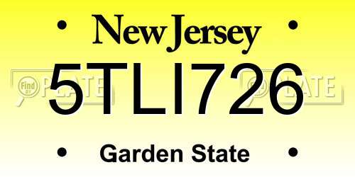 5TLI726 New Jersey License Plate