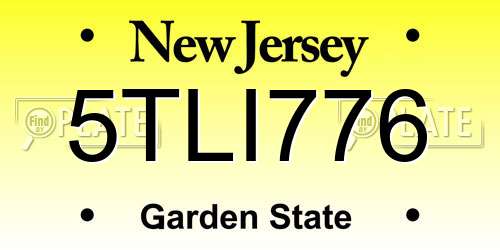 5TLI776 New Jersey License Plate