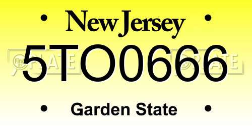 5TO0666 New Jersey License Plate