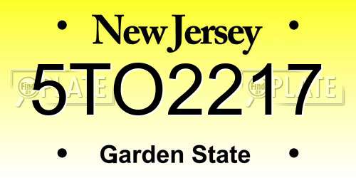 5TO2217 New Jersey License Plate