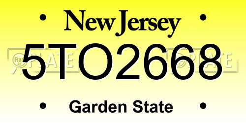 5TO2668 New Jersey License Plate