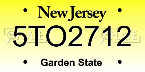 5TO2712 New Jersey License Plate