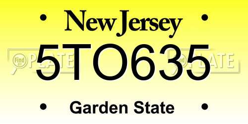 5TO635 New Jersey License Plate