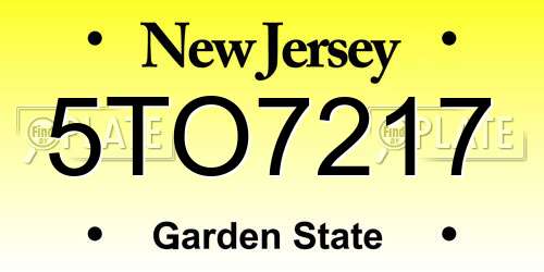 5TO7217 New Jersey License Plate