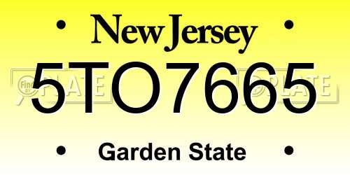 5TO7665 New Jersey License Plate