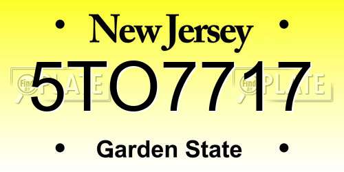 5TO7717 New Jersey License Plate
