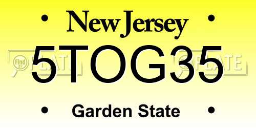 5TOG35 New Jersey License Plate