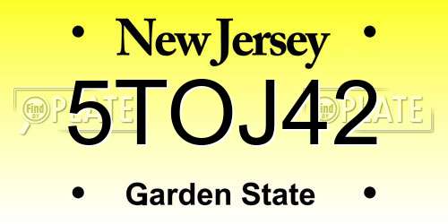 5TOJ42 New Jersey License Plate