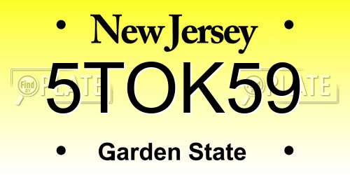 5TOK59 New Jersey License Plate