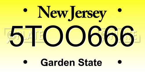 5TOO666 New Jersey License Plate