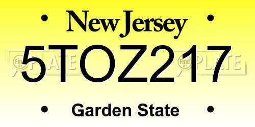 5TOZ217 New Jersey License Plate